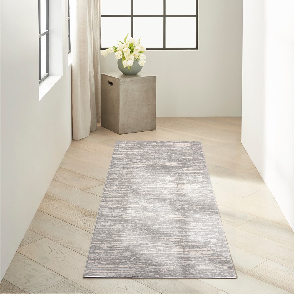 CK005 Enchanting ECH03 Runner Rug by Calvin Klein in Grey Beige